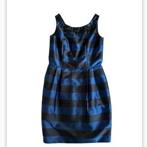 Eliza J Women’s sleeveless dress cocktail blue black striped size 12